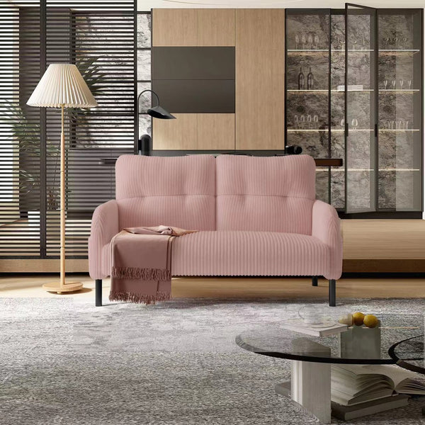 English Elm UNITED Corduroy Double Sofa with Ergonomic Support, High-Rebound Springs, Side Pockets, 500lb Capacity Pink W1568P307267