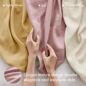 JLA Home Madison Park - Blanket Egyptian Cotton Ultra-Soft White Throw for Breathable Year-Round Comfort, Durable & Machine Washable Rose MP51N-6365