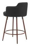 Kono Swivel Counter Stool - Set of 2 Black & Walnut 110375 Zuo Modern