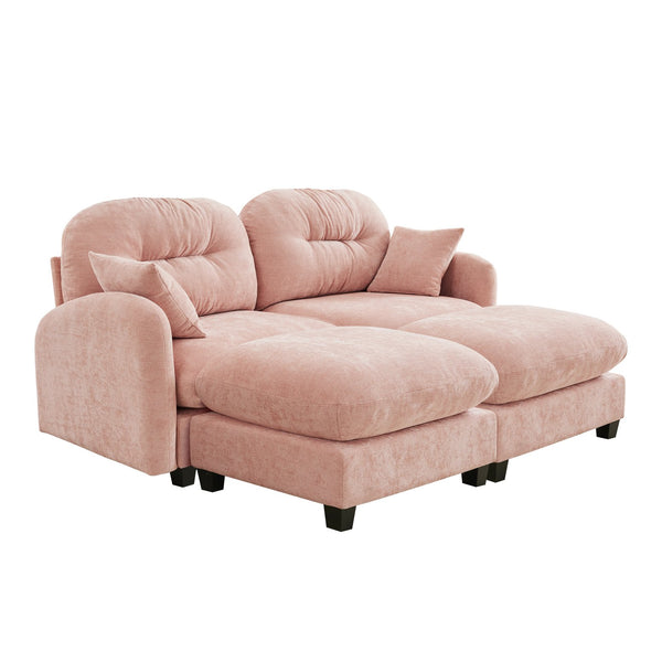English Elm Cloud Sectional Sofa - Premium Chenille With Soft Pillows, Ergonomic Design, Tufted Backrest, Pink Elegance W714S01386