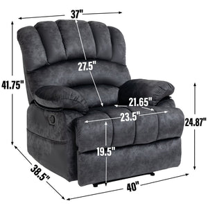 English Elm Large Oversized Manual Recliner Upholstered in Neutral Fabric for Relaxing Living Rooms Grey W3224P288516