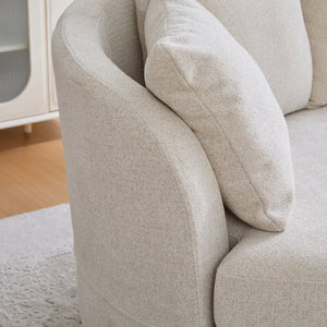 English Elm 73.82" Wide Curved Chenille Loveseat with Deep Lounge Seat and Sculptural Modern Frame Beige W3189S00033