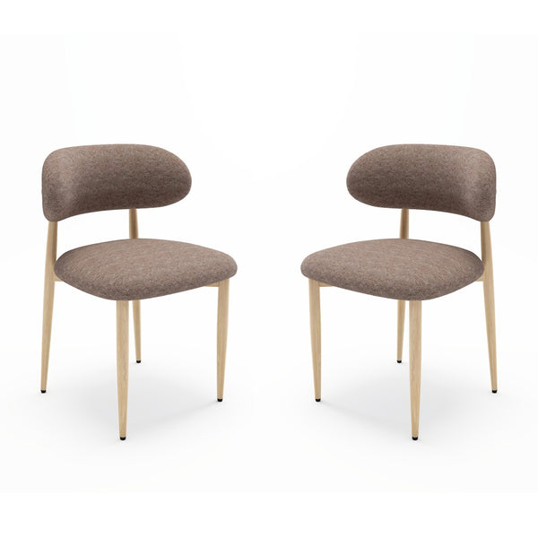 English Elm Dining Chair Set with Wood Grain Metal Frame Upholstered Seat Modern Farmhouse Kitchen Coffee W3316P449684