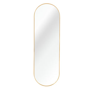English Elm Gold 63 x 20IN Pill Shaped Full Length Mirror – Brushed Gold Aluminum Frame, Shatterproof HD Glass, Easy Install W2203P230582