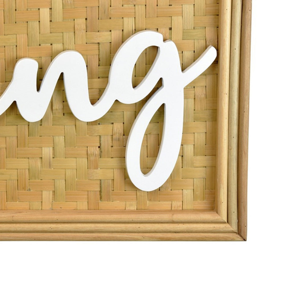 English Elm Darling Rattan Woven Wood Wall Sign Bohemian Script Art for Entryway or Bedroom B056P416919