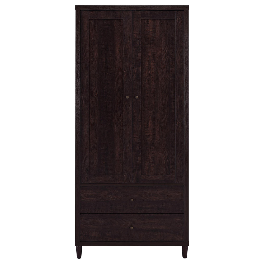 English Elm Nestor Rustic Tobacco 2-Drawer Tall Accent Cabinet with 2 Doors — Slim 72" Storage Console for Living Room B062P353488