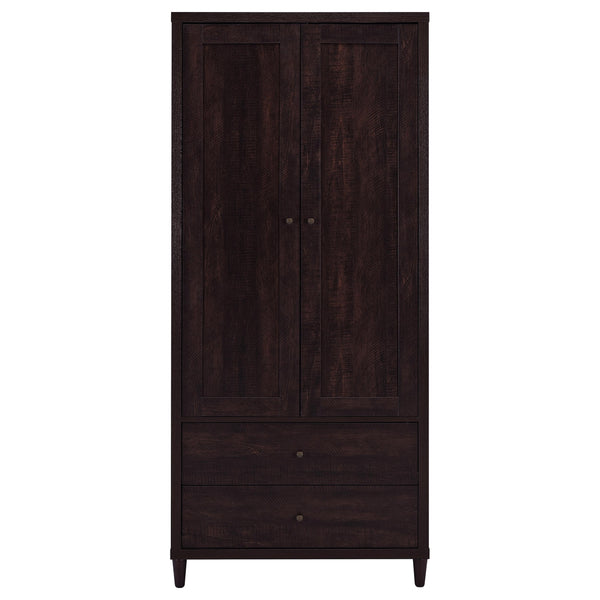 English Elm Nestor Rustic Tobacco 2-Drawer Tall Accent Cabinet with 2 Doors — Slim 72" Storage Console for Living Room B062P353488