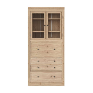 English Elm Topmax Shaker Pantry Cabinet with Drawers Power Outlet and Glass Doors SP000094AAA