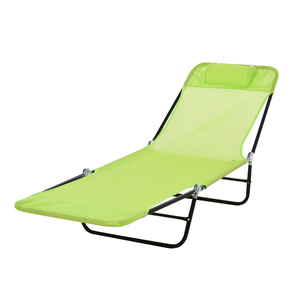 English Elm Outsunny Folding Chaise Lounge Chair - Adjustable Outdoor Recliner For Pool, Beach, Patio, Green W2225P217767-GIGA