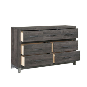 English Elm Modern Two-tone Melamine 7-drawer Dresser with Silver Accents for Stylish Bedrooms B011P255195