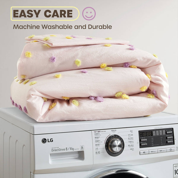 English Elm 5PCS Cotton Sateen Duvet Set Full/Queen with 300TC Printed Face, 2 Shams & 2 Decorative Pillows, Breathable Comfort Pink 22.83 L x 20.87 W x 9.84 H B035P341217