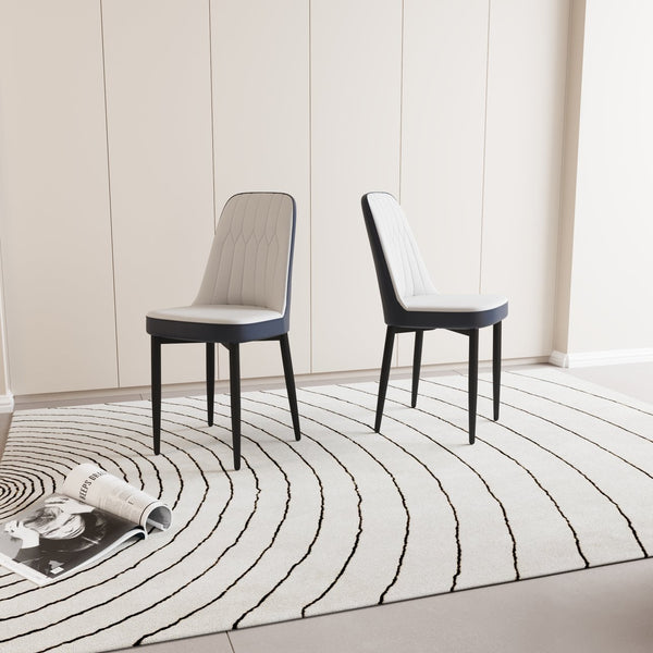 English Elm A Set Of 2 Modern Dining Chairs In White & Blue - Stylish Pu Leather, Ergonomic Comfort, Versatile Use W2189P168414