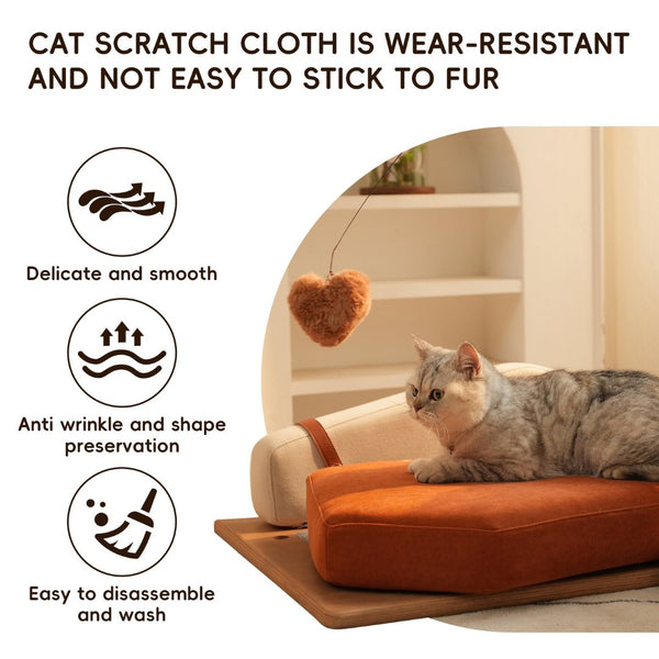 English Elm Modern Oak Veneer Pet Bed with Chenille Upholstery and Orthopedic Foam Cushion Orange W3136P445674