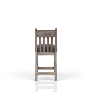 English Elm Rustic Solid Wood Counter Stools Set of 2 with Upholstered Gray Seats Rustic Farmhouse Design, Durable Finish B2699P218274