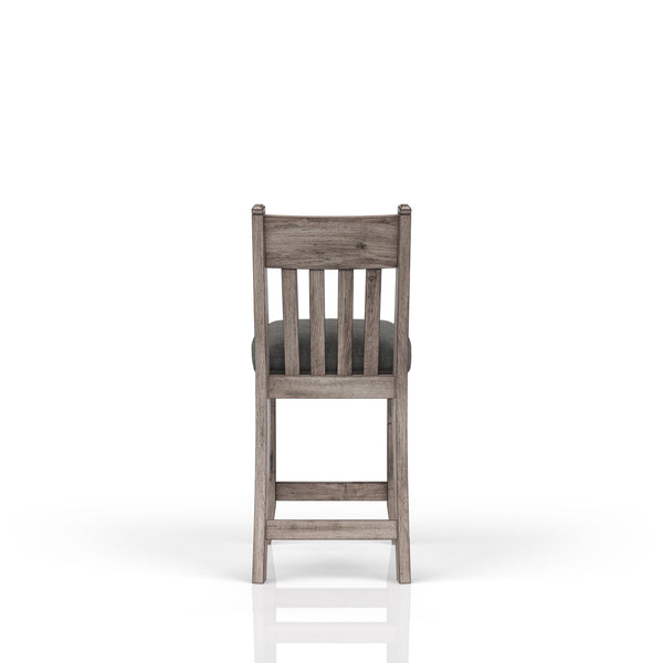 English Elm Rustic Solid Wood Counter Stools Set of 2 with Upholstered Gray Seats Rustic Farmhouse Design, Durable Finish B2699P218274