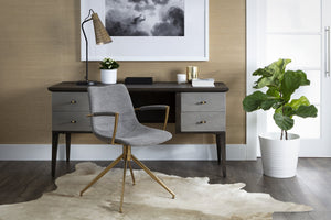 Sunpan Andres Swivel Dining Armchair – Elegant Industrial Design with Gold Legs for Stylish Dining Spaces Belfast Koala Grey