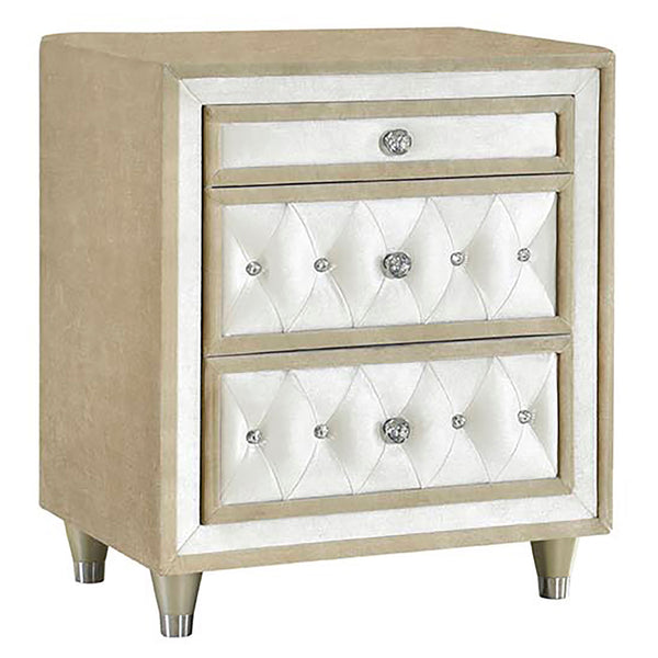 English Elm Justine 5-Piece Upholstered Bedroom Set In Ivory & Camel - Elegant Storage & Chic French Glamour B062S00972