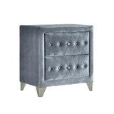 English Elm Grey Upholstered 2-Drawer Nightstand