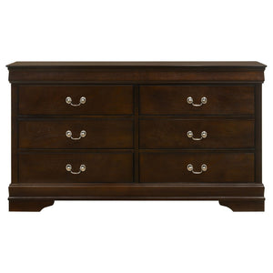 English Elm Frances Six Drawer Dresser Warm Wood Grain Finish with Nickel Bail Handles for Bedroom Cappuccino B062P447790
