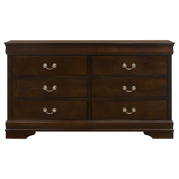 English Elm Frances Six Drawer Dresser Warm Wood Grain Finish with Nickel Bail Handles for Bedroom Cappuccino B062P447790
