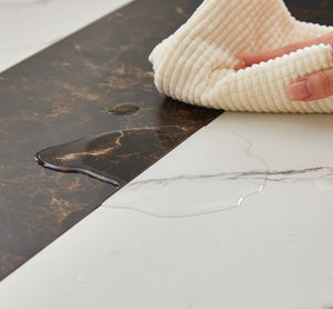 English Elm 70.9"Rectangular Modern Marble Grain Dining Table with Adjustable Steel Legs, Sturdy 330LB Load Capacity White+Black W1668P278055