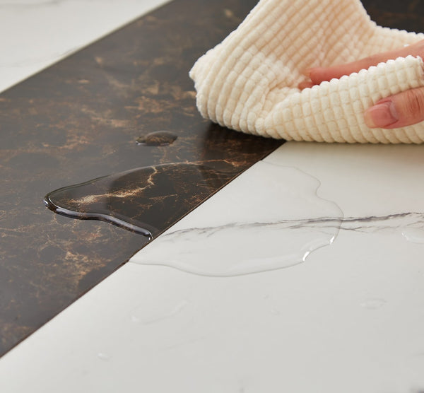 English Elm 70.9"Rectangular Modern Marble Grain Dining Table with Adjustable Steel Legs, Sturdy 330LB Load Capacity White+Black W1668P278055