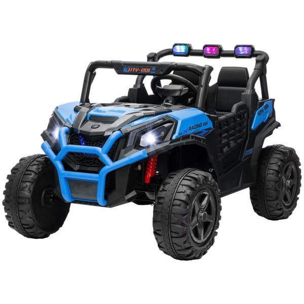 English Elm Qaba 24v Two Seat Kids Ride on Car with Dual Motors Spring Suspension Remote Blue W2225P249873