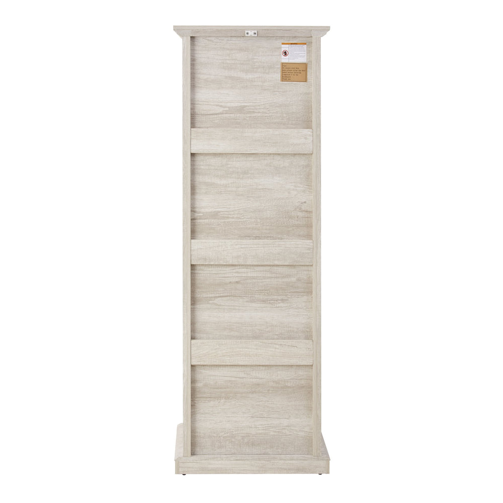 English Elm Tall Storage Cabinet with Glass Door & Drawer — Slim White Sideboard for Living Room, Kitchen, Office W2275P394346