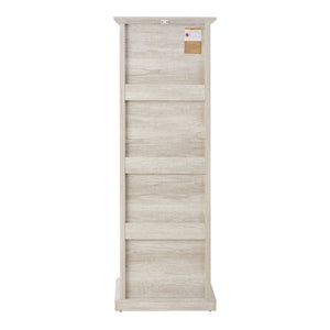 English Elm Tall Storage Cabinet with Glass Door & Drawer — Slim White Sideboard for Living Room, Kitchen, Office W2275P394346