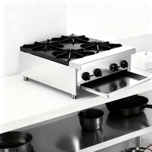 English Elm Commercial Four Burner Countertop Gas Range Stainless Steel 112000 Btu Restaurant W5057P394270