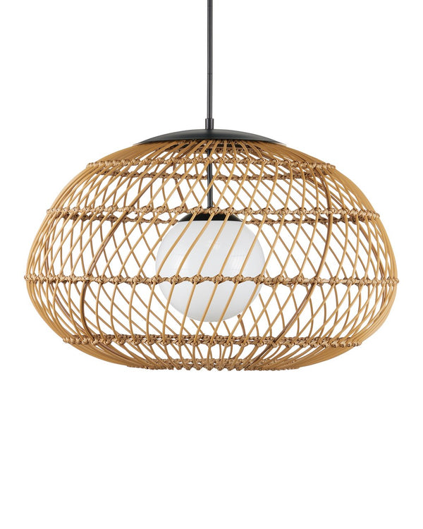 Currey & Company Carriage Outdoor Pendant Light - Durable Wicker Shade, Adjustable Height, Stylish & Weather-resistant Design Natural All,Weather Wicker ,Metal ,Glass 9500-0015-currey-company