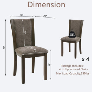 English Elm Dining Chairs Set of 4 Rubberwood Frame Linen Seat Minimalist Kitchen Seating W1998P373007