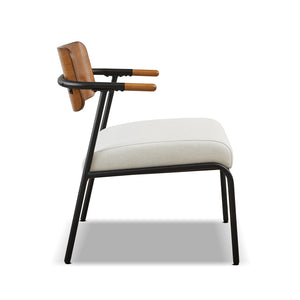 English Elm Jennifer Taylor Home - Kelvin Cream Upholstered Accent Arm Chair with Black Metal Frame, Mid-Back, Compact Comfort B2719P328582