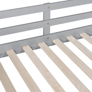 English Elm Full Over Bunk Bed with Twin Trundle Solid Pine Frame Gray Convertible LT100204AAE