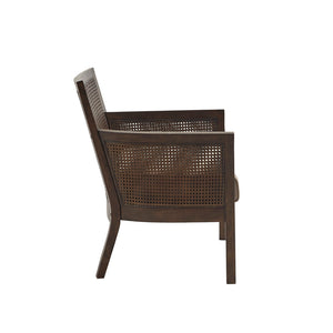 JLA Home Madison Park - Cane Madison Park Diedra Armchair — Espresso Wood Frame, Woven Cane Back, Tan Upholstery, Farmhouse Accent Chair MP100-1075