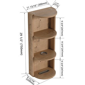 English Elm 12" Bathroom Wall-Mounted Storage Rack with Three-Tier Floating Shelves, Durable Scratch-Resistant Plywood Organizing Solution Imitative Oak W999P277163