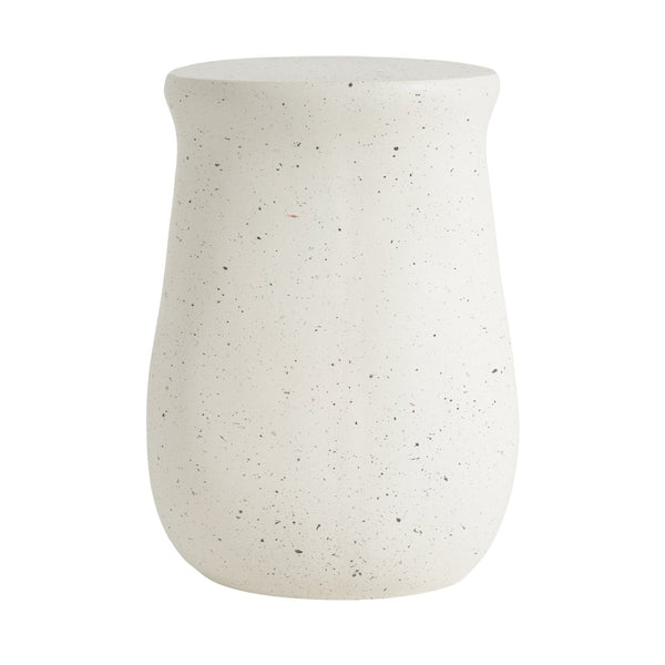 English Elm Outdoor Mgo Side Table Travertine Terrazzo White Finish for Patio Lounge Seating N768P410930W