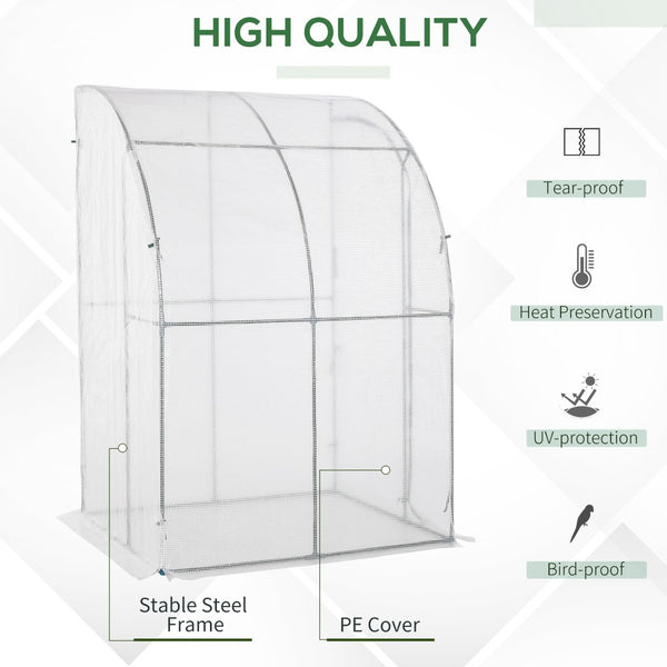 English Elm Outdoor Lean to Walk in Greenhouse with Polyethylene Cover for Year Round Growing T3971P388025