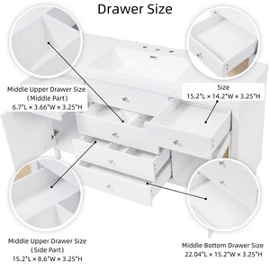 English Elm Christopher Knight Home® - 60" Modern Bathroom Vanity with Durable SMC Sink, Rattan Doors, Soft-Close Drawers, Pine Legs White N817P296130W