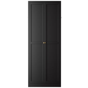 English Elm 61" Matte Black Steel Freestanding Pantry Cabinet with 4 Adjustable Shelves Modern Farmhouse T2398P465984