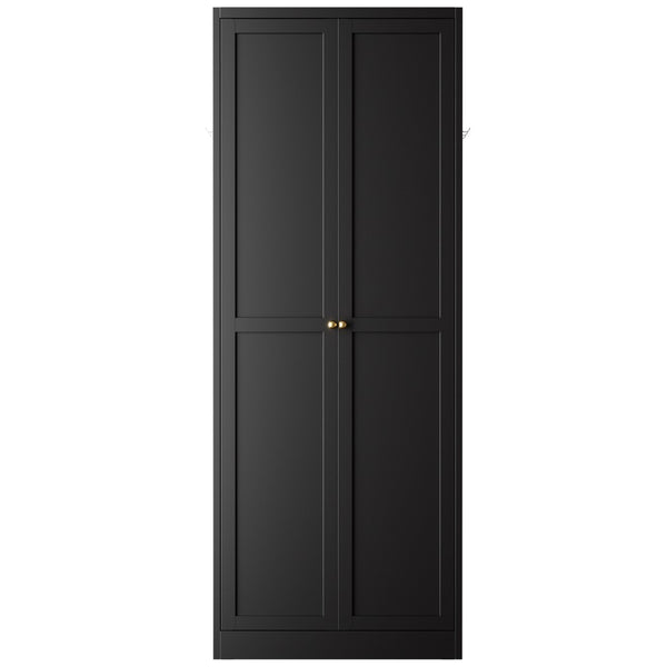 English Elm 61" Matte Black Steel Freestanding Pantry Cabinet with 4 Adjustable Shelves Modern Farmhouse T2398P465984