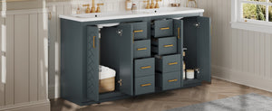 English Elm 60'' Bathroom Vanity Set With Elegant Ceramic Sink, Solid Wood Frame & Ample Storage For Modern Spaces N710SS00002C