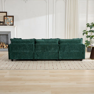 English Elm Cloud 3-Seat Modern Sectional Sofa In Soft Green Chenille - Comfy, Modular & Ergonomic Design For All Spaces W1143S00016