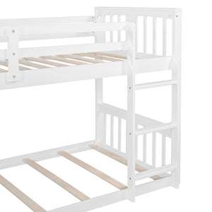 English Elm Twin Over Kids Bunk Bed Solid Pine Frame Gray Finish with Safety Guardrail N708P242163K