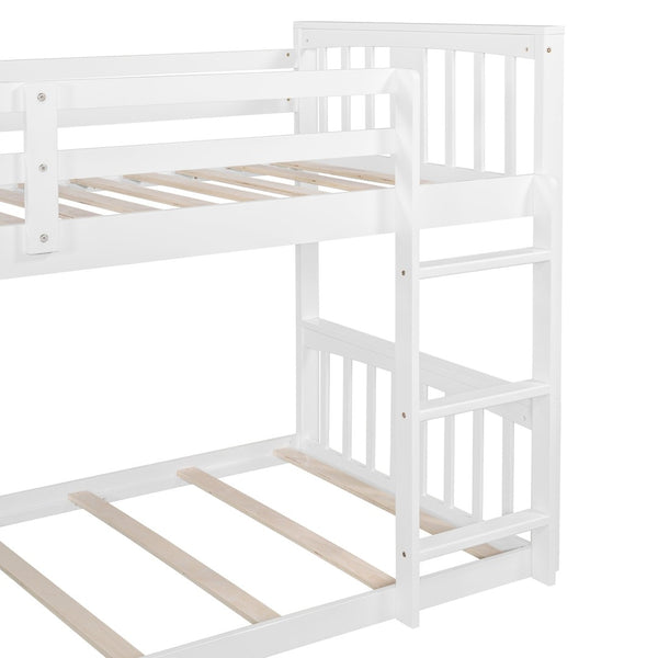 English Elm Twin Over Kids Bunk Bed Solid Pine Frame Gray Finish with Safety Guardrail N708P242163K