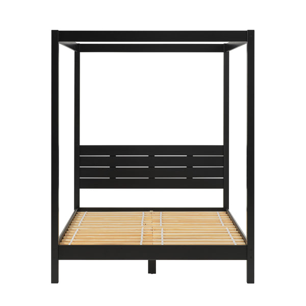 English Elm Walker Edison - Modern Queen Canopy Bedframe in Black – Minimalist Boho Design, Solid Pine Slats, No Box Spring Needed, Center Support, Easy Assembly B185P169169