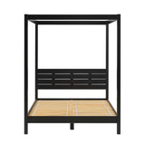 English Elm Walker Edison - Modern Minimalist Boho Queen Canopy Bedframe – Black