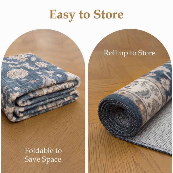 English Elm Premier Traditional Medallion Navy Low Pile Area Rug for Living and Dining Rooms B186P479401