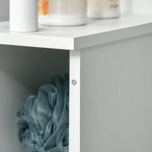 English Elm kleankin Slim Bathroom Storage Cabinet - Tall Freestanding Linen Tower with 2 Open Shelves & 2 Doors, White W2225P173966