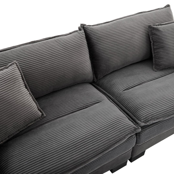 English Elm Corduroy Stylish Sleeper Sofa Loveseat with Dual-Layer Cushions & Two Support Pillows, Sturdy Frame Grey W676P184143